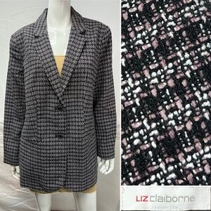 Liz Claiborne Women’s 16 Black White Tweed Blazer Jacket